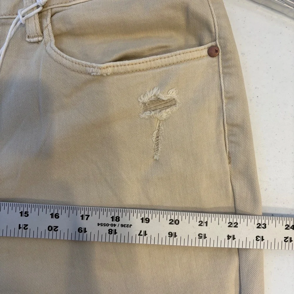 Judy Blue Bone 90s Straight Distressed High‎ Waist Wide Leg Jeans 20W Tan Bone